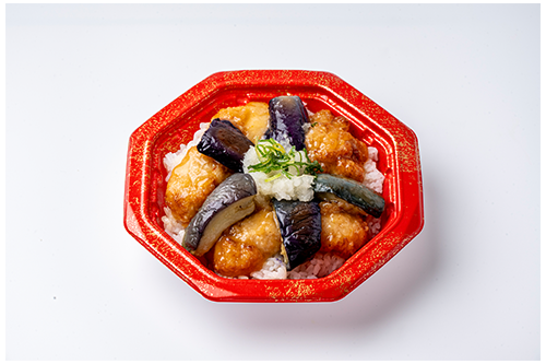 三段仕込みの塩唐揚げと三河揚げなす丼